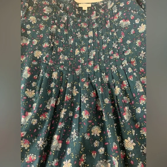 J. Jill Pintuck Floral Flare Sleeve Cotton Top Blouse XL - Picture 8 of 11